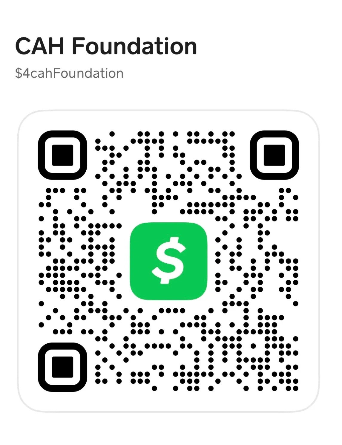 Cash App QR code, $4cahFoundation